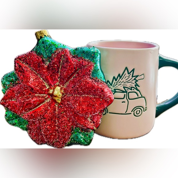 Poinsettia Vintage Style Ornament Holiday Home Classic Christmas Shiny Brite - Picture 5 of 6